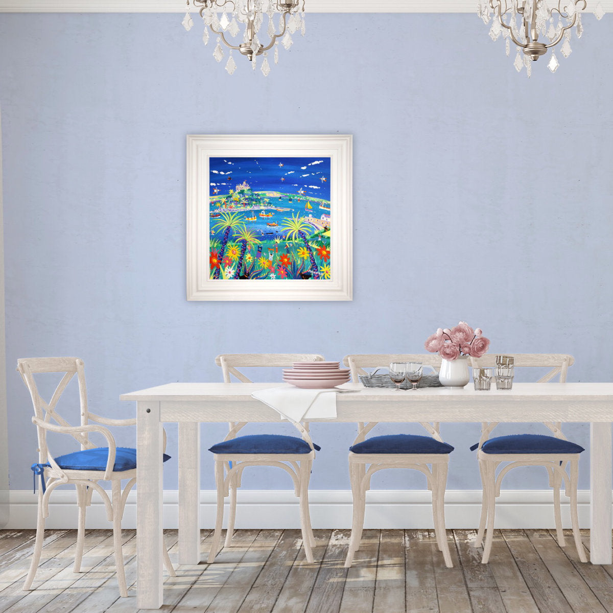 'Swimming with Seals, St Michael's Mount', 24x24 inches acrylic on canvas. Cornwall Painting by Cornish Artist John Dyer. Cornish Art from our Cornwall Art Gallery