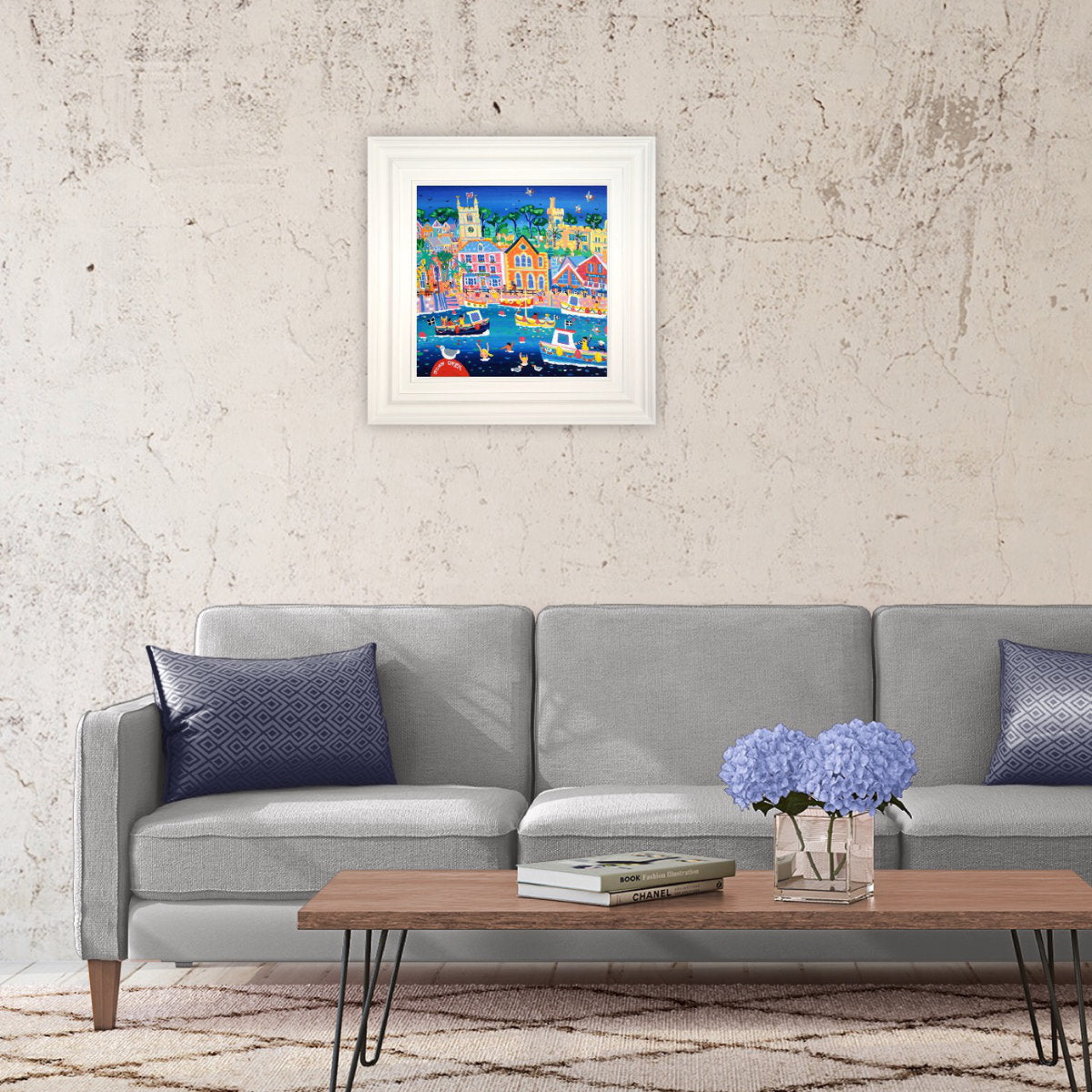 'A Day out in Fowey', 18x18 inches acrylic on canvas. Cornwall Painting by Cornish Artist John Dyer. Cornish Art from our Cornwall Art Gallery