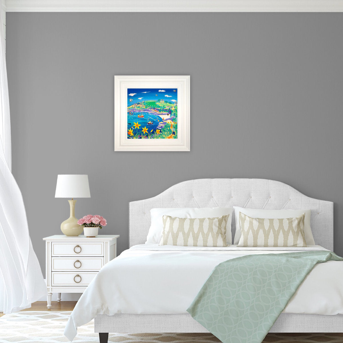 'Springtime Fun at Prussia Cove', 18x18 inches acrylic on canvas. Cornwall Painting by Cornish Artist John Dyer. Cornish Art from our Cornwall Art Gallery