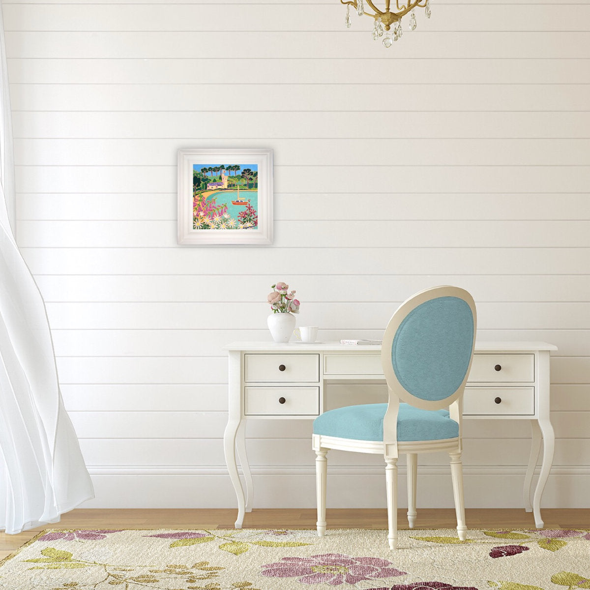 'High Tide, St Just in Roseland', 12x12 inches oil on canvas. Cornwall Painting by Cornish Artist Joanne Short. Cornish Art from our Cornwall Art Gallery