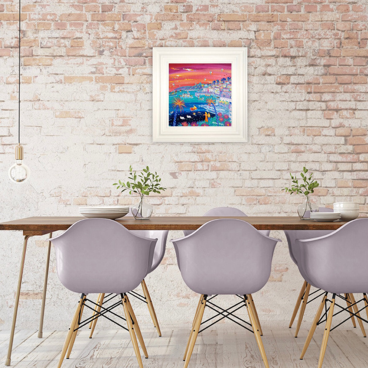 'Romantic Sunset, St Mawes', 18x18 inches acrylic on canvas. Cornwall Painting by Cornish Artist John Dyer. Cornish Art from our Cornwall Art Gallery