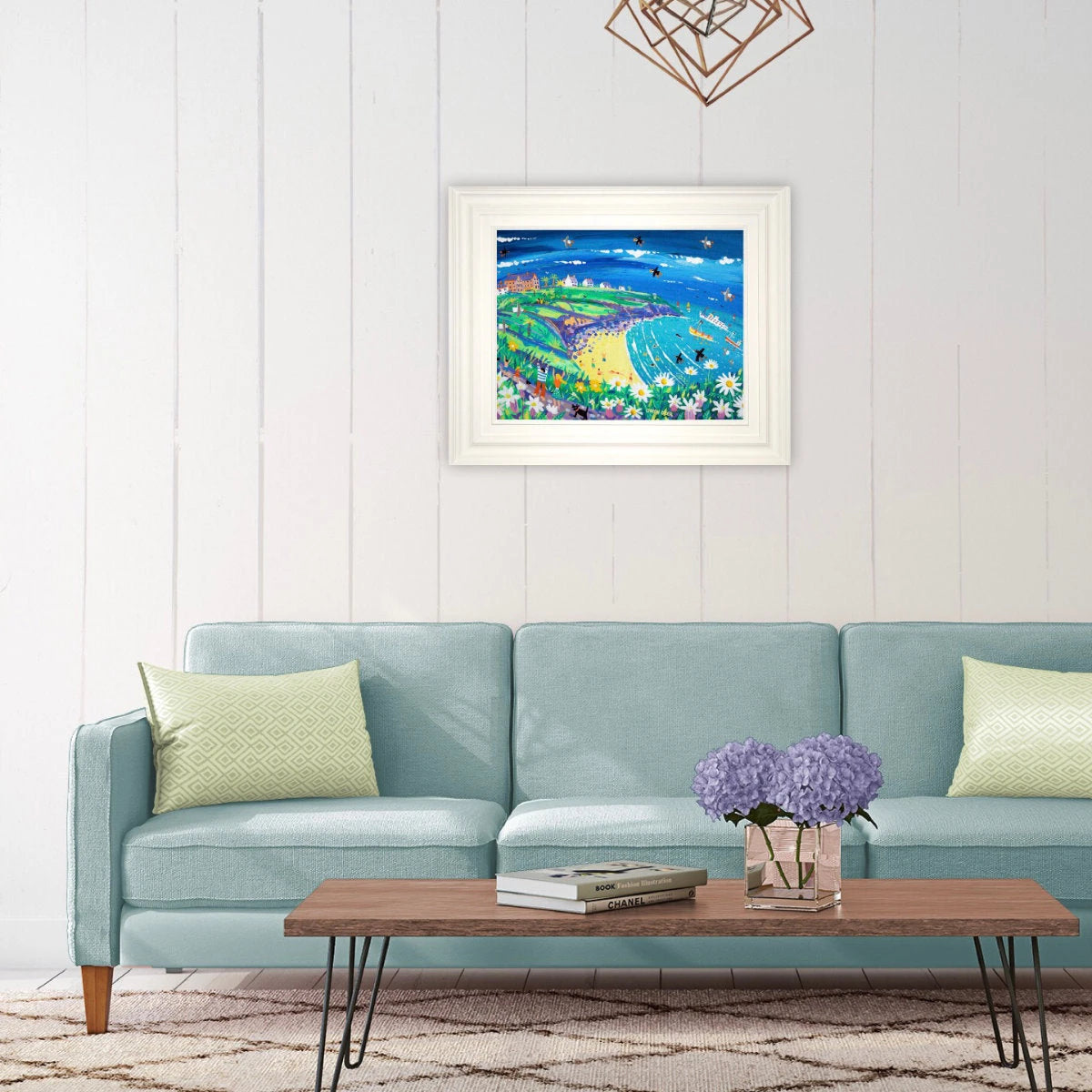 'Cornish Choughs & Puffins, Housel Bay', 18x24 inches acrylic on canvas. Cornwall Painting by Cornish Artist John Dyer. Cornwall Art Gallery John Dyer