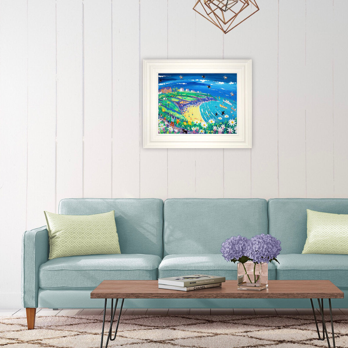 'Cornish Choughs and Puffins, Housel Bay', 18x24 inches acrylic on canvas. Cornwall Painting by Cornish Artist John Dyer. Cornish Art from our Cornwall Art Gallery