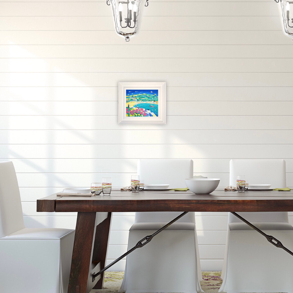 'Sunny Day, Lamorna Cove', 12x10 inches acrylic on canvas. Cornwall Painting by Cornish Artist John Dyer. Cornish Art from our Cornwall Art Gallery