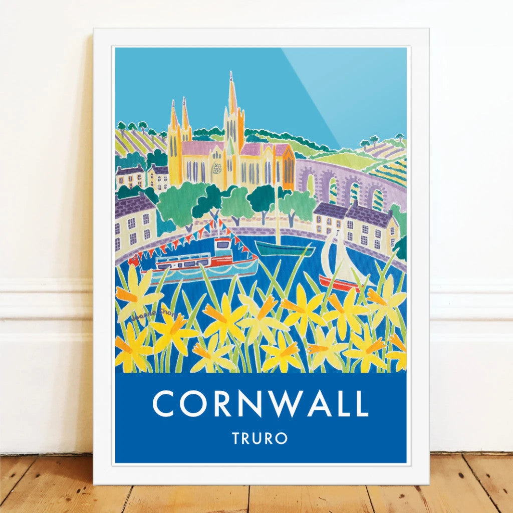 Vintage Style Seaside Travel Poster by Joanne Short of Truro in Cornwall Joanne Short