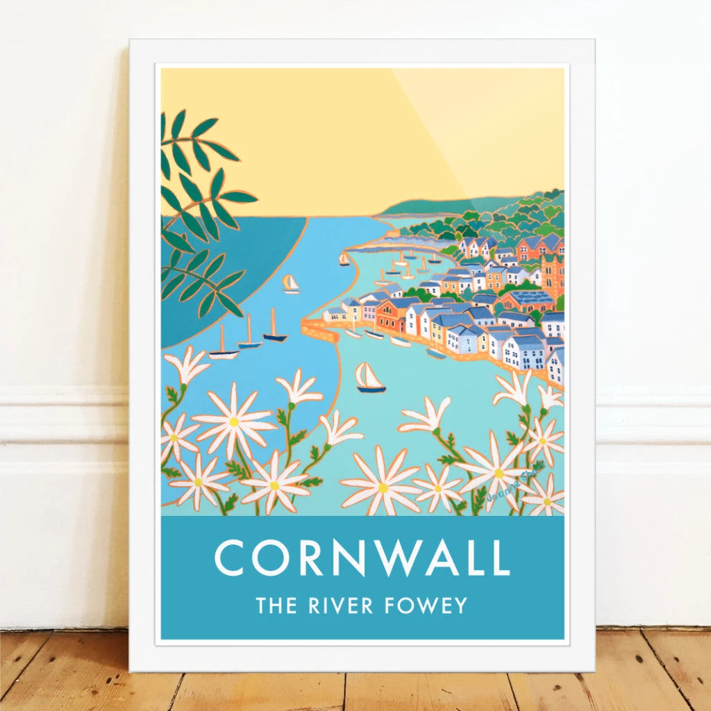 River Fowey Art Prints of Cornwall by Cornish Artist Joanne Short. Vintage Style Poster Print Art for Homes. Cornwall Art Gallery Joanne Short