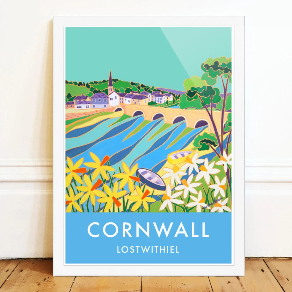 Lostwithiel Art Prints of Cornwall by Cornish Artist Joanne Short. Cornwall Art Gallery, Vintage Style Posters. Joanne Short