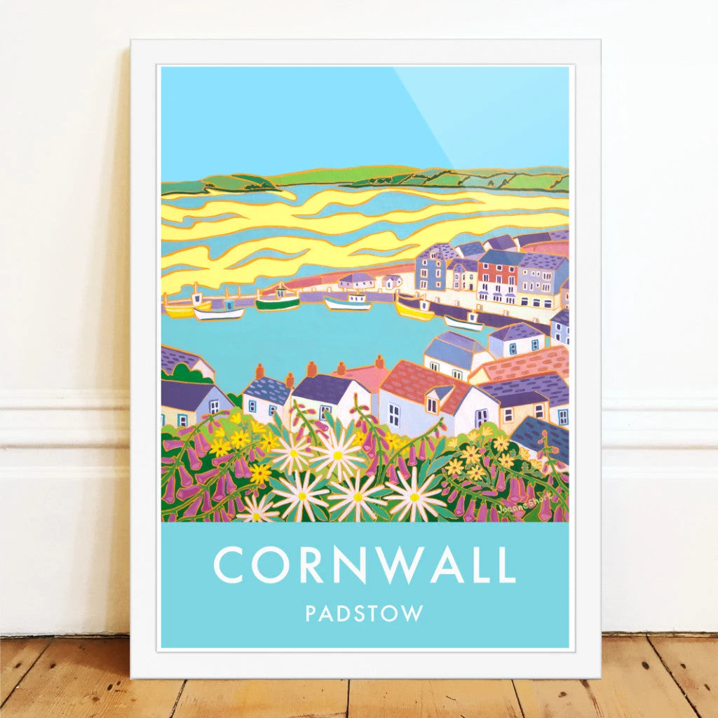 Padstow Art Prints of Cornwall by Cornish Artist Joanne Short. Cornwall Art Gallery, Vintage Style Posters. Joanne Short