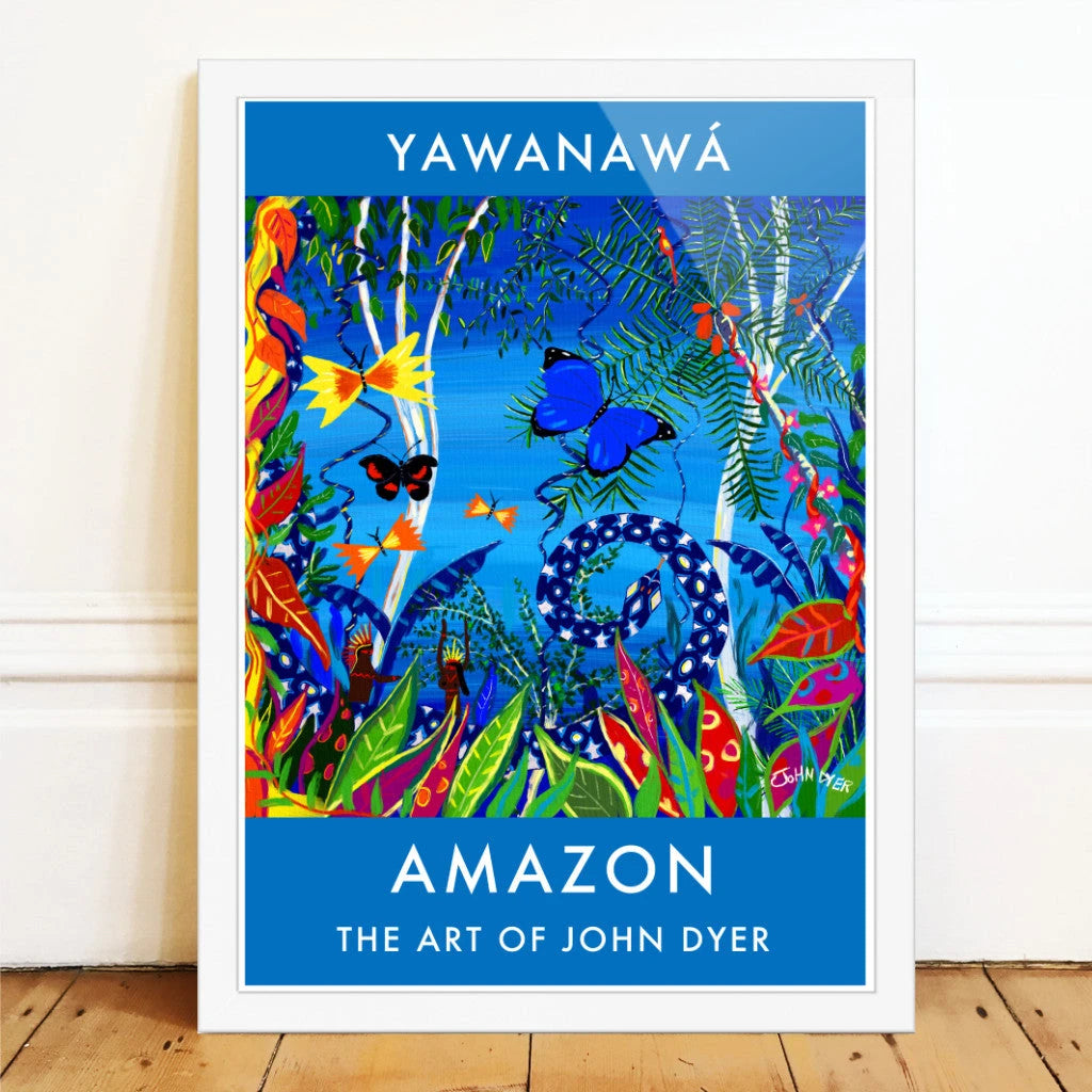 Vintage Style Jungle Poster Art Print by John Dyer. Spirit of the Amazon Rainforest with Tropical Butterflies. Animal Art Prints John Dyer