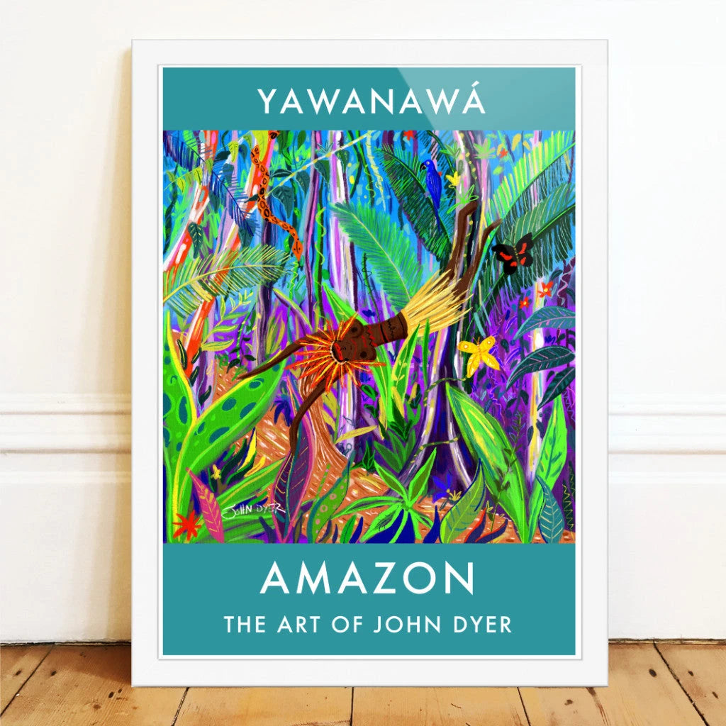 Vintage Style Jungle Art Poster Print by John Dyer. Yuxi Yuve, the Amazon Water Spirit John Dyer
