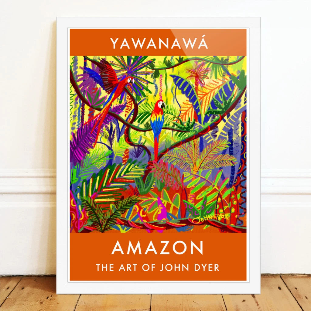 Vintage Style Jungle Wall Art Poster Print by John Dyer. Amazon Rainforest Jungle Parrots. Animal Art Prints John Dyer