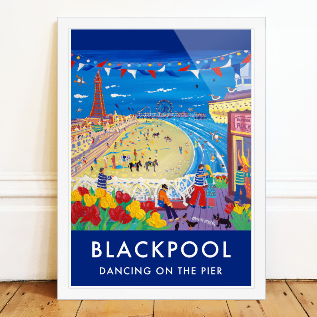 Vintage Style Travel Wall Art Poster Print by John Dyer. Dancing on the Pier, Blackpool