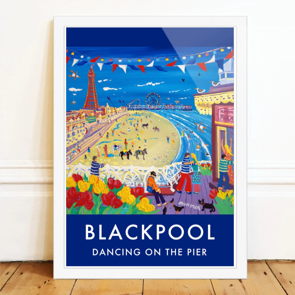 Vintage Style Travel Wall Art Poster Print by John Dyer. Dancing on the Pier, Blackpool John Dyer