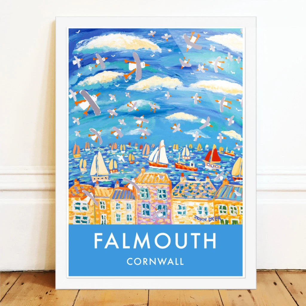 Vintage Style Seaside Travel Poster Art Print by Cornish Artist John Dyer of Falmouth in Cornwall John Dyer
