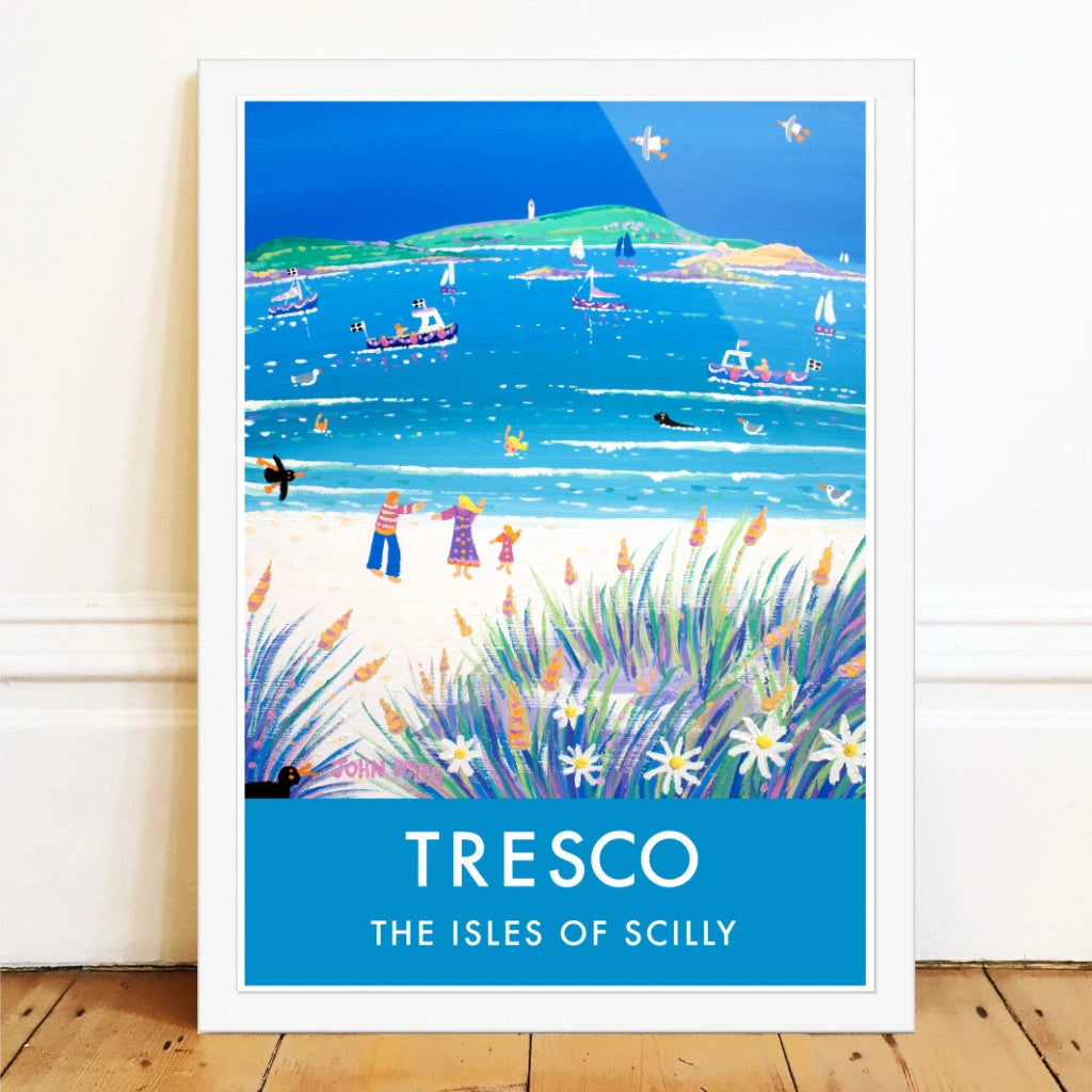 Vintage Style Seaside Travel Beach Art Poster by John Dyer of Tresco Island in Cornwall John Dyer
