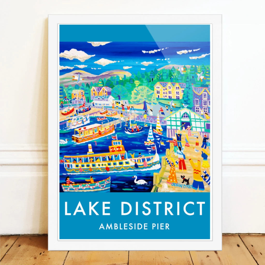 Vintage Style Art Travel Poster Print by John Dyer Ambleside Pier, The Lake District John Dyer