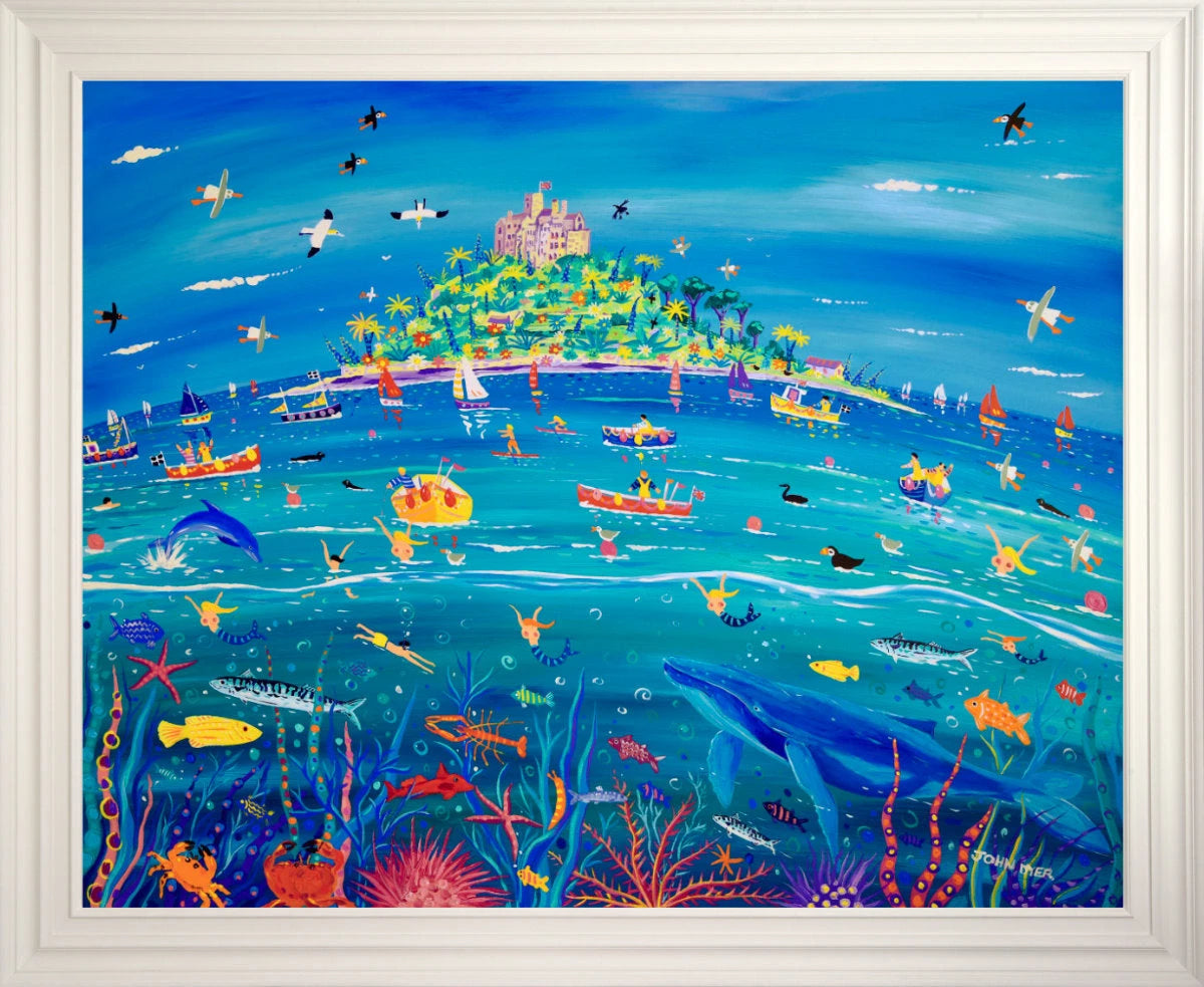 'Underwater Wonders, Mount’s Bay', 48 x 60 inches acrylic on canvas. Paintings of Cornwall by Cornish Artist John Dyer. Cornwall Art Gallery John Dyer