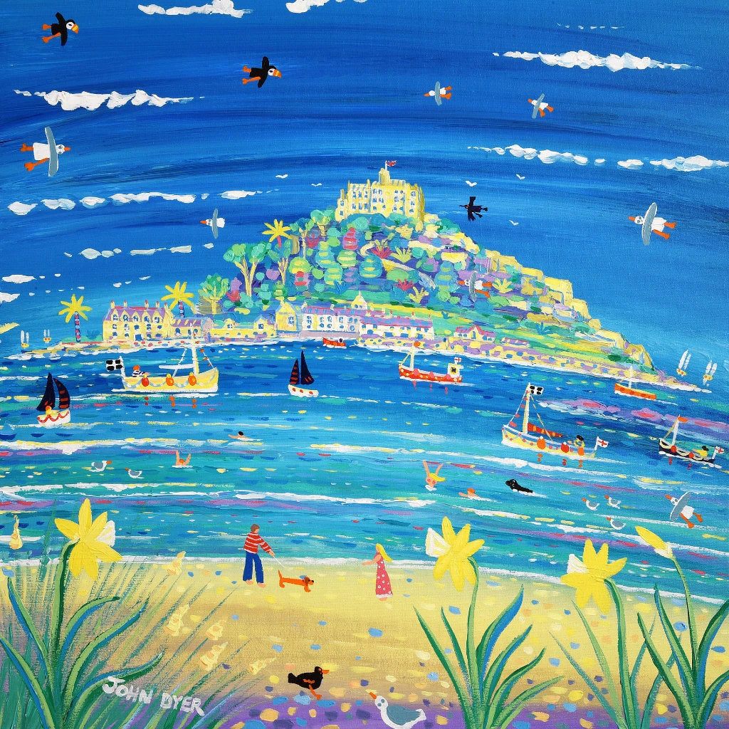 John Dyer Painting. Walking along the Shore, St Michael's Mount.
24 x 24 inches, acrylic on canvas John Dyer