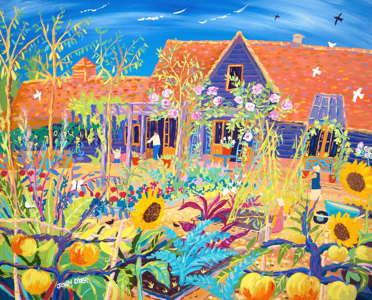 Original Painting by John Dyer. Gardening and Growing. Kim Wilde's Sunflower Garden. John Dyer