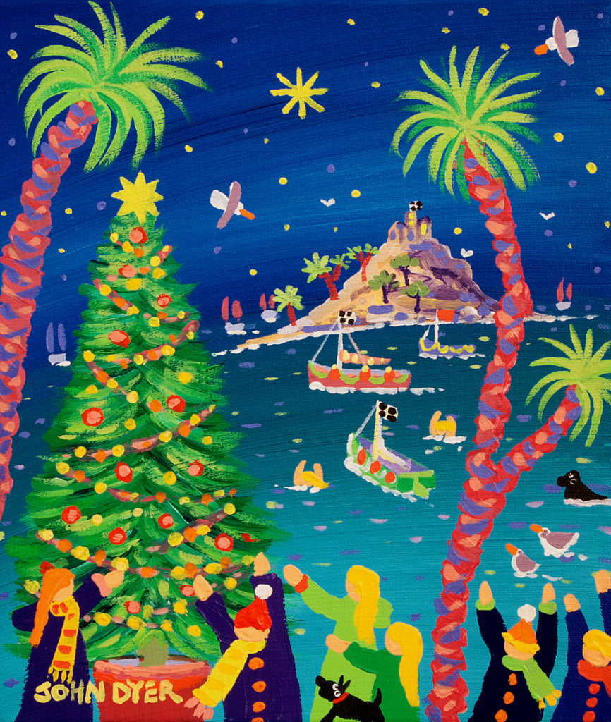 John Dyer Painting. Mount's Bay Christmas.
12 x 10 inches, acrylic on canvas
