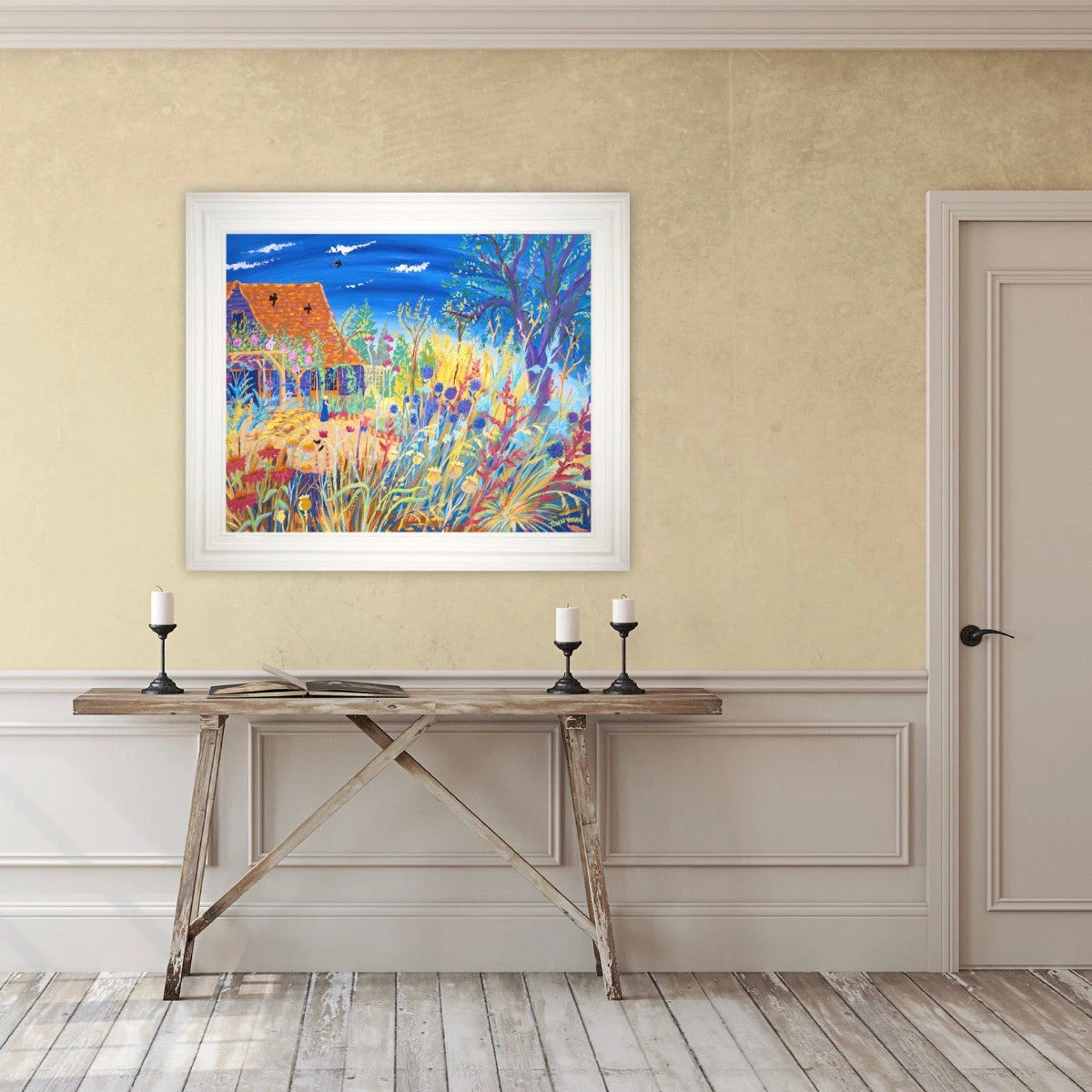 Painting by John Dyer. Late Summer in the Garden. Kim Wilde's garden. John Dyer