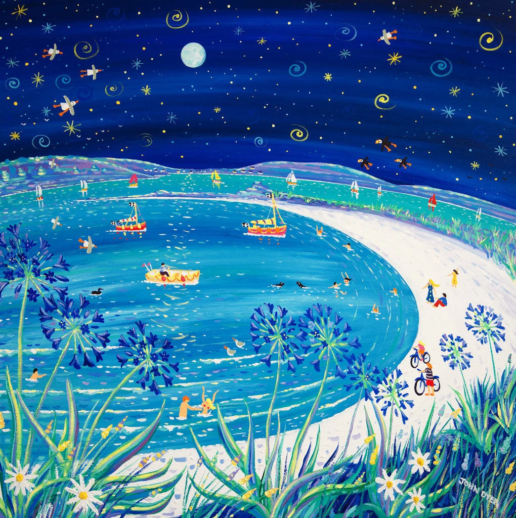 Cornwall Art Gallery Original Painting by John Dyer. Full Moon over Pentle Bay, Tresco.
100 x 100 cm, acrylic on canvas John Dyer