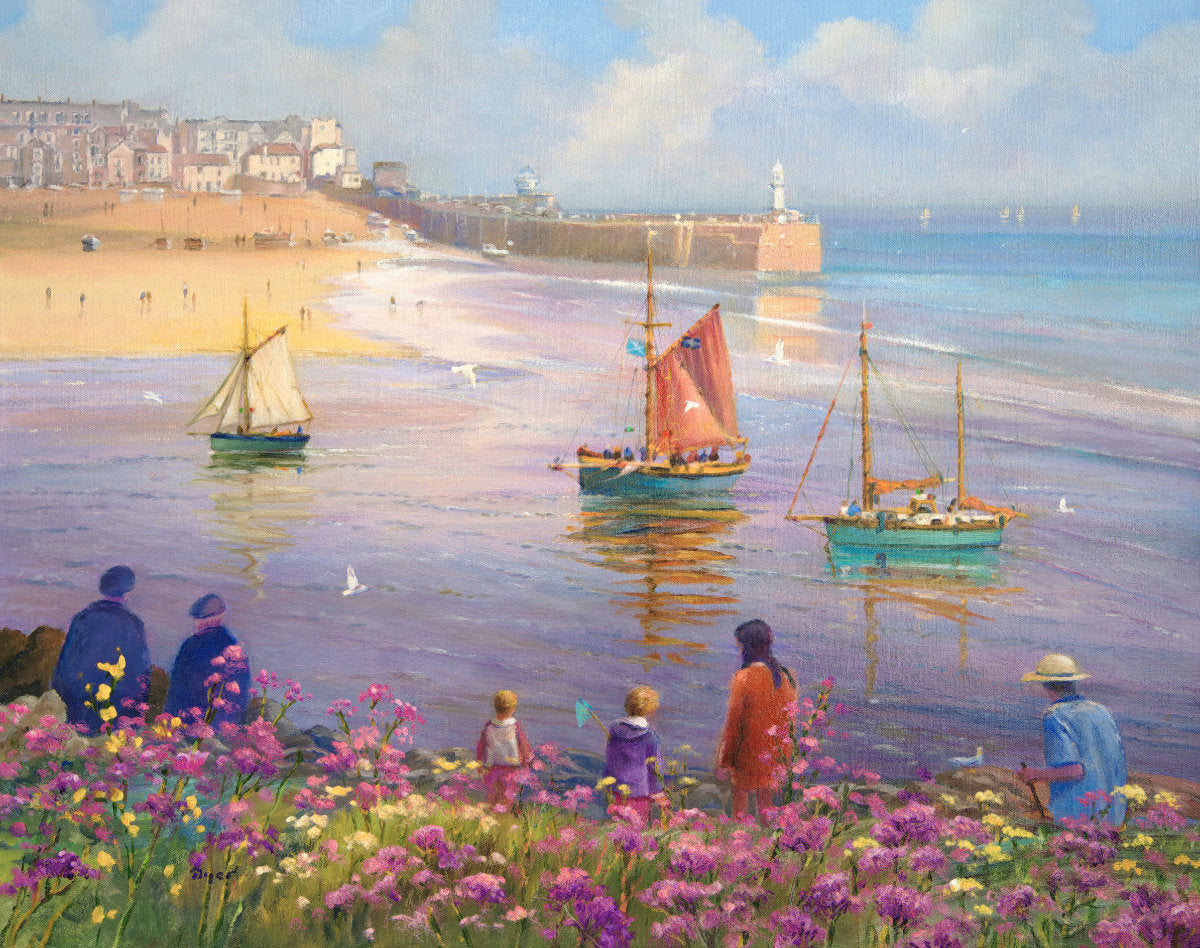'Soft Light and Summer Flowers, St Ives', 24 x 30 inches original art oil on canvas. Paintings of Cornwall by Cornish Artist Ted Dyer from our Cornwall Art Gallery