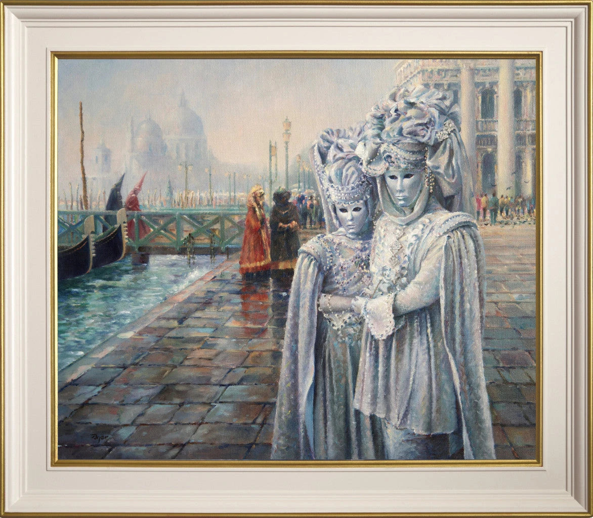 'Morning of the Carnival. Venice', 20x24 inches original art oil on canvas. Paintings of Italy by Artist Ted Dyer from our Cornwall Art Gallery Ted Dyer