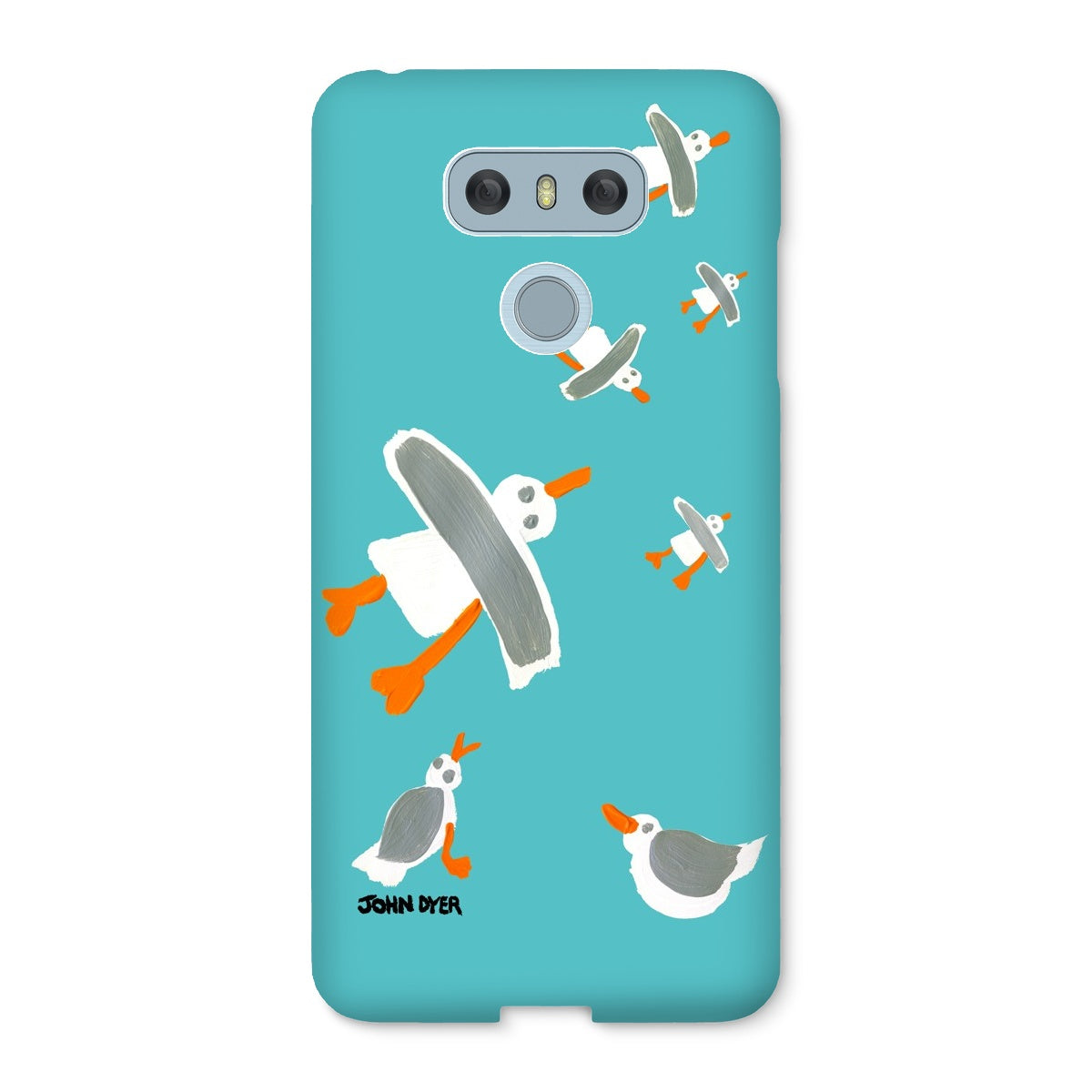 Snap Art Phone Case. Cornish Seagulls - Teal Colour. Artist John Dyer. Cornwall Art Gallery