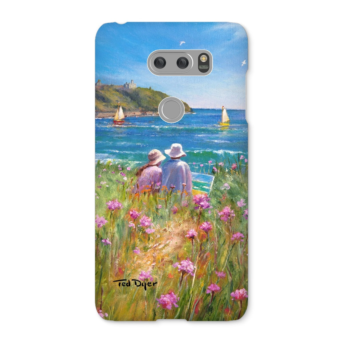 Snap Art Phone Case. Sea Pinks and Painters, Falmouth. Artist Ted Dyer. Cornwall Art Gallery