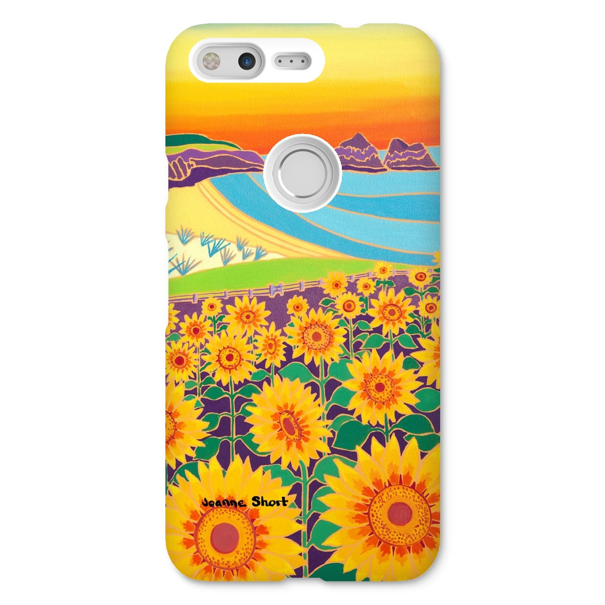 Snap Art Phone Case. Sunflowers, Holywell Bay. Artist Joanne Short. Cornwall Art Gallery