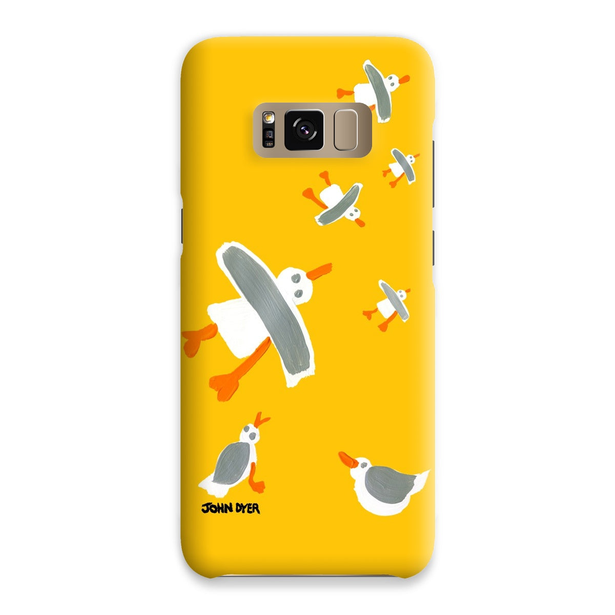 Snap Art Phone Case. Cornish Seagulls - Yellow Colour. Artist John Dyer. Cornwall Art Gallery