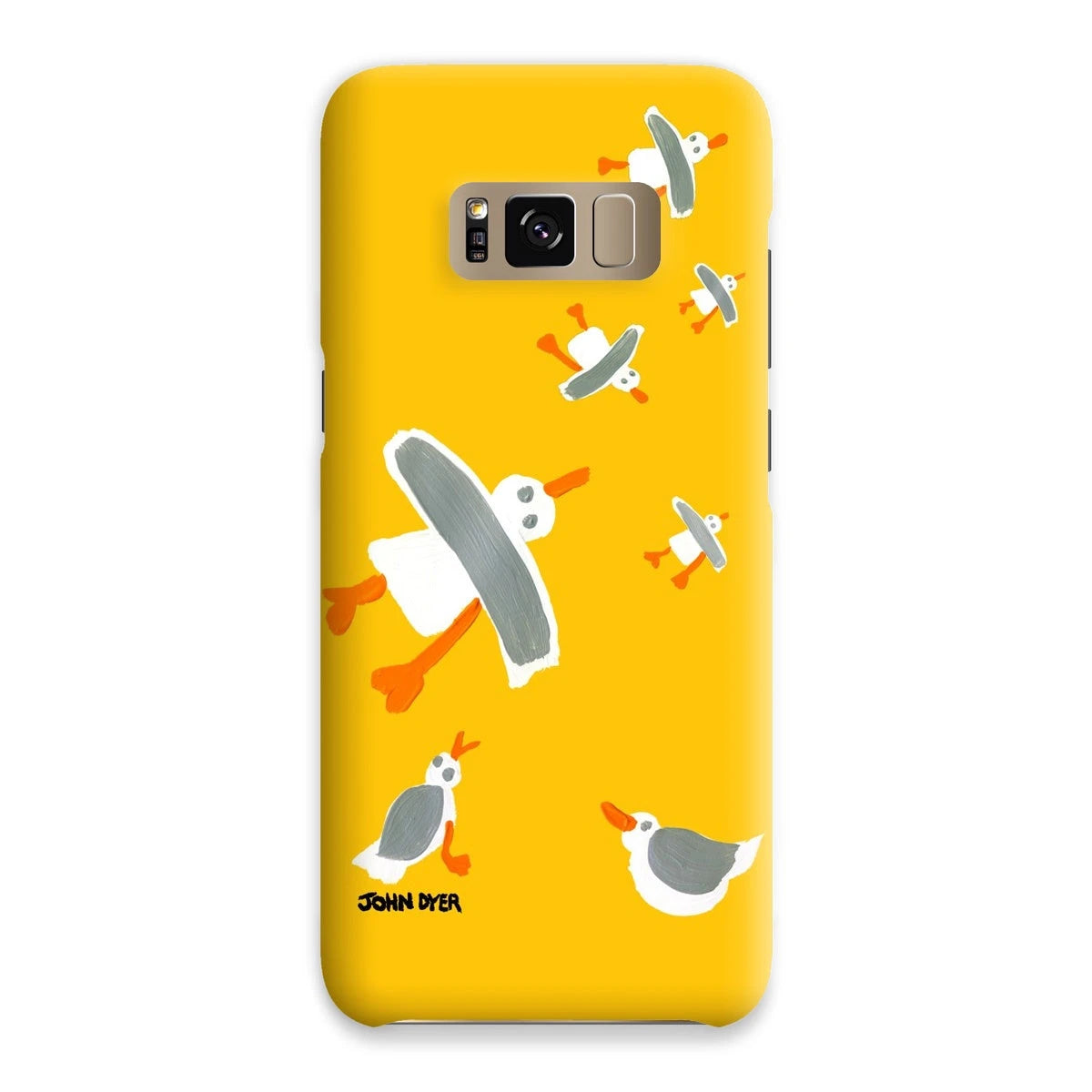Snap Art Phone Case. Cornish Seagulls - Yellow Colour. Artist John Dyer. Cornwall Art Gallery John Dyer