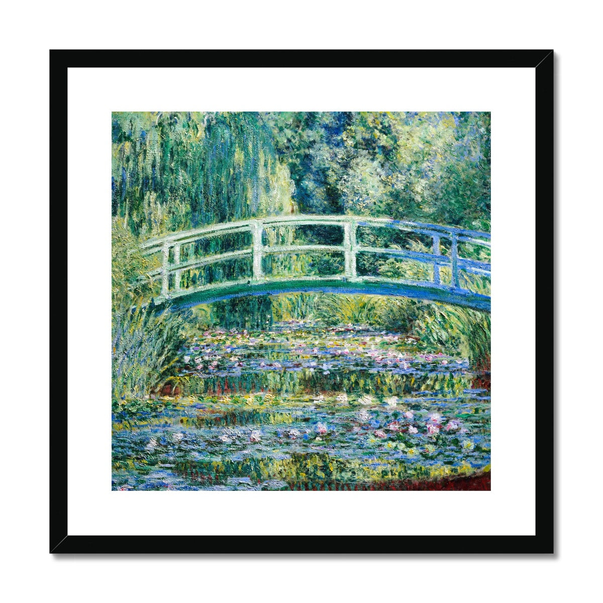Claude Monet Framed Open Edition Art Print. 'Water Lilies and Japanese Bridge'. Art Gallery Historic Art