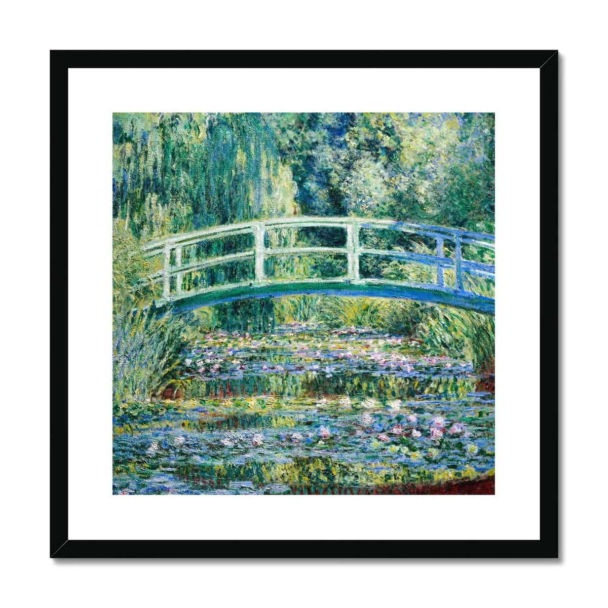 Claude Monet Framed Open Edition Art Print. 'Water Lilies and Japanese Bridge'. Giverny Garden. Art Gallery Historic Art Claude Monet