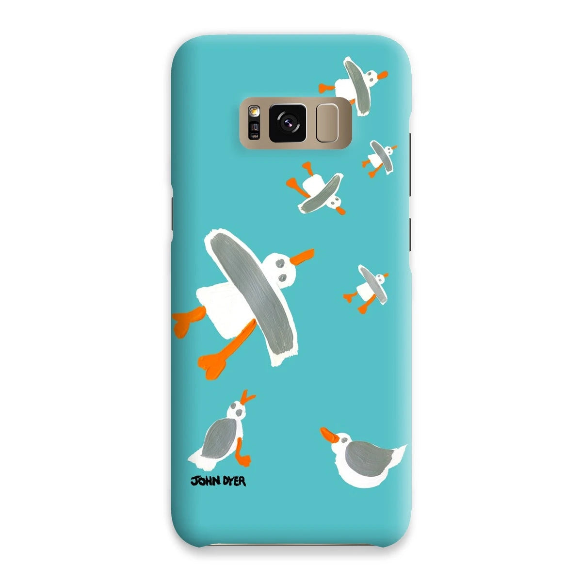 Snap Art Phone Case. Cornish Seagulls - Teal Colour. Artist John Dyer. Cornwall Art Gallery John Dyer