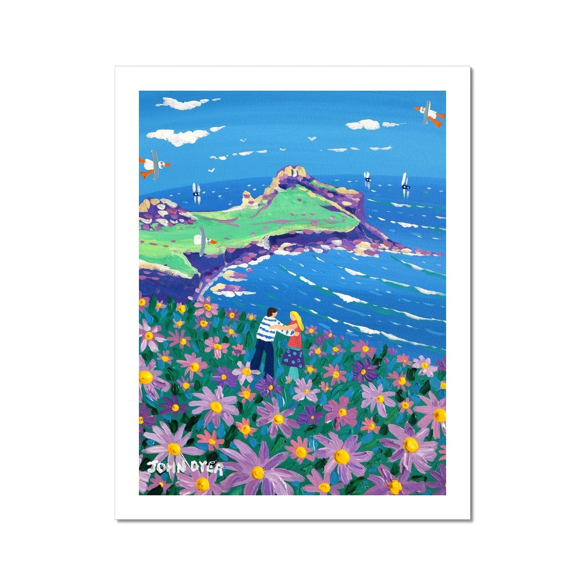 John Dyer Fine Art Print. Open Edition Cornish Art Print. 'A Carpet of Flowers, Gurnard's Head, Zennor'. Cornwall Art Gallery John Dyer