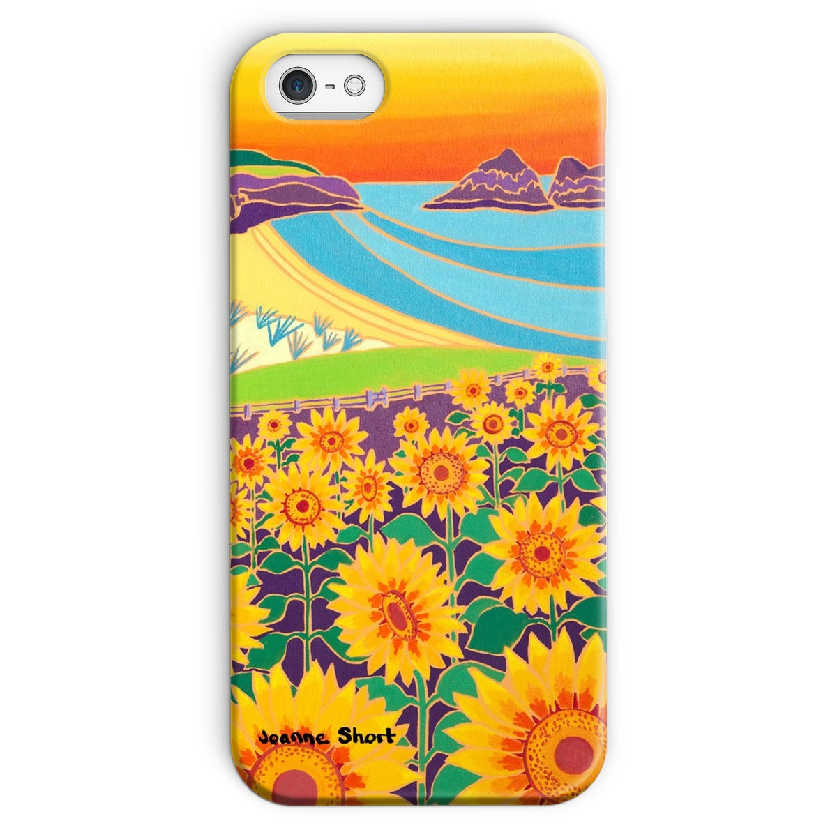 Snap Art Phone Case. Sunflowers, Holywell Bay. Artist Joanne Short. Cornwall Art Gallery