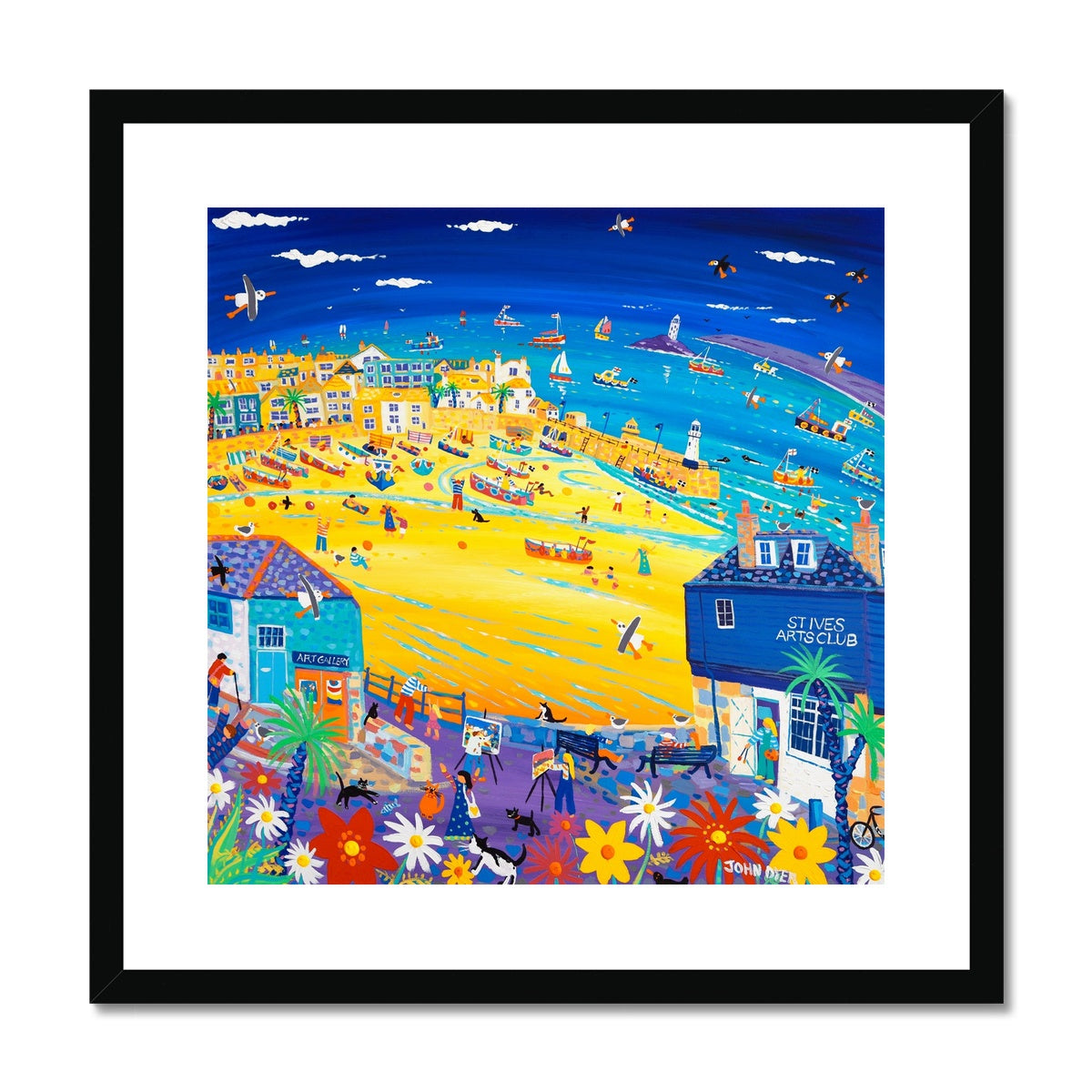 John Dyer Framed Open Edition Cornish Art Print. 'Arty St Ives'. Cornwall Art Gallery
