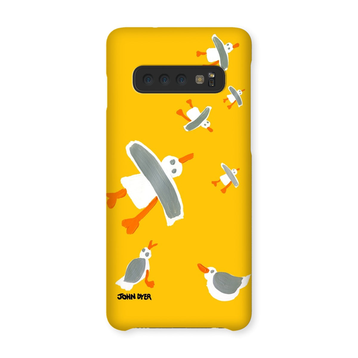 Snap Art Phone Case. Cornish Seagulls - Yellow Colour. Artist John Dyer. Cornwall Art Gallery