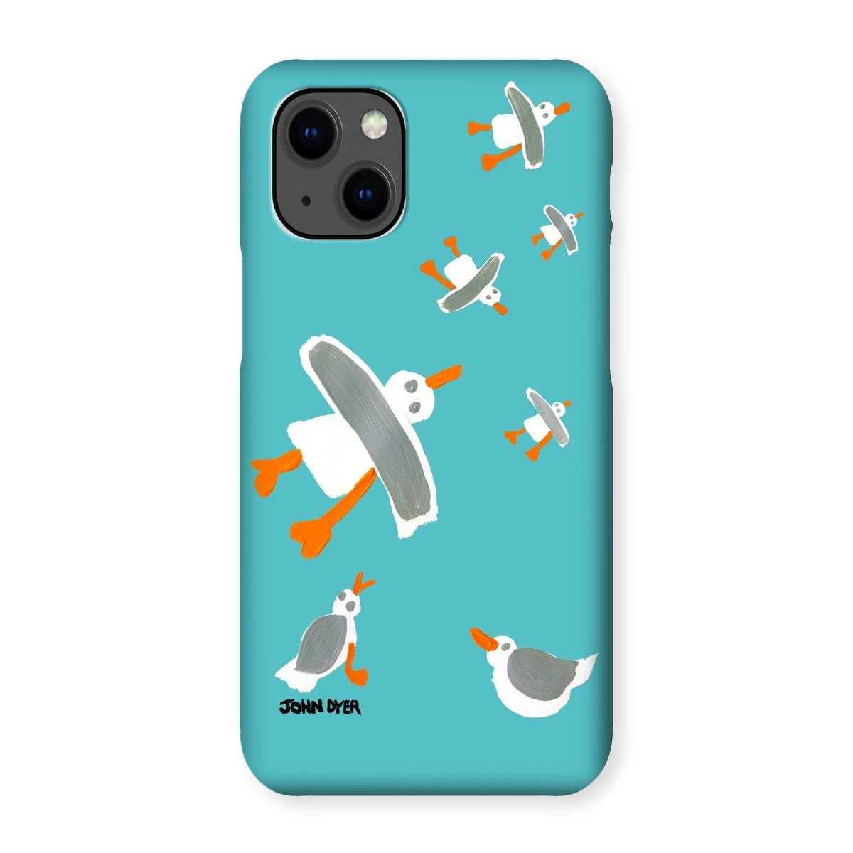 Snap Art Phone Case. Cornish Seagulls - Teal Colour. Artist John Dyer. Cornwall Art Gallery