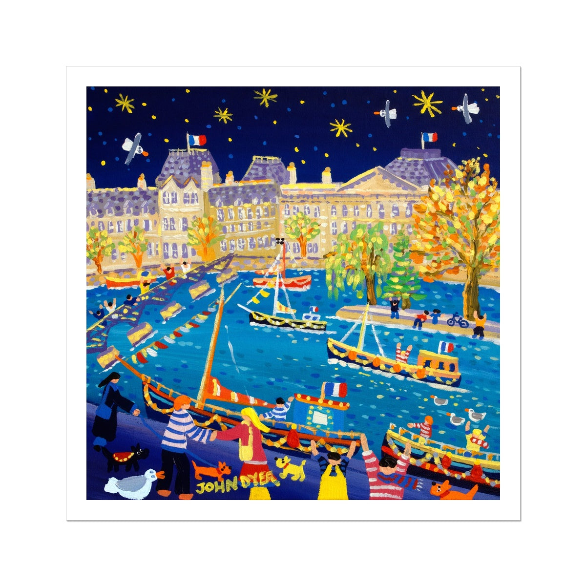 John Dyer Fine Art Print. Open Edition Paris Art Print. 'Evening Parisian Promenade, Paris, France'. French Art Gallery