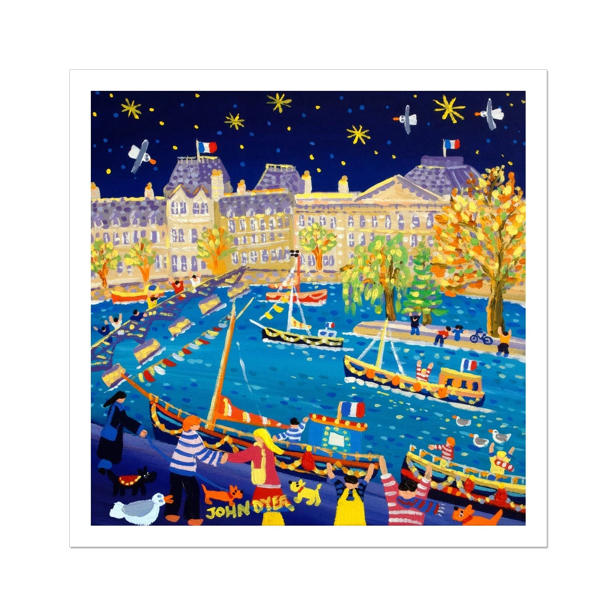 John Dyer Fine Art Print. Open Edition Paris Art Print. 'Evening Parisian Promenade, Paris, France'. French Art Gallery John Dyer