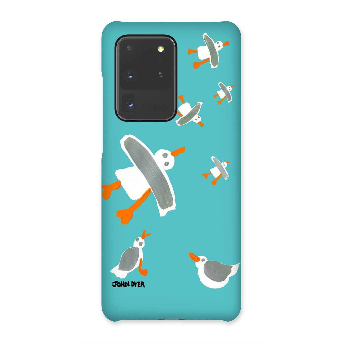 Snap Art Phone Case. Cornish Seagulls - Teal Colour. Artist John Dyer. Cornwall Art Gallery