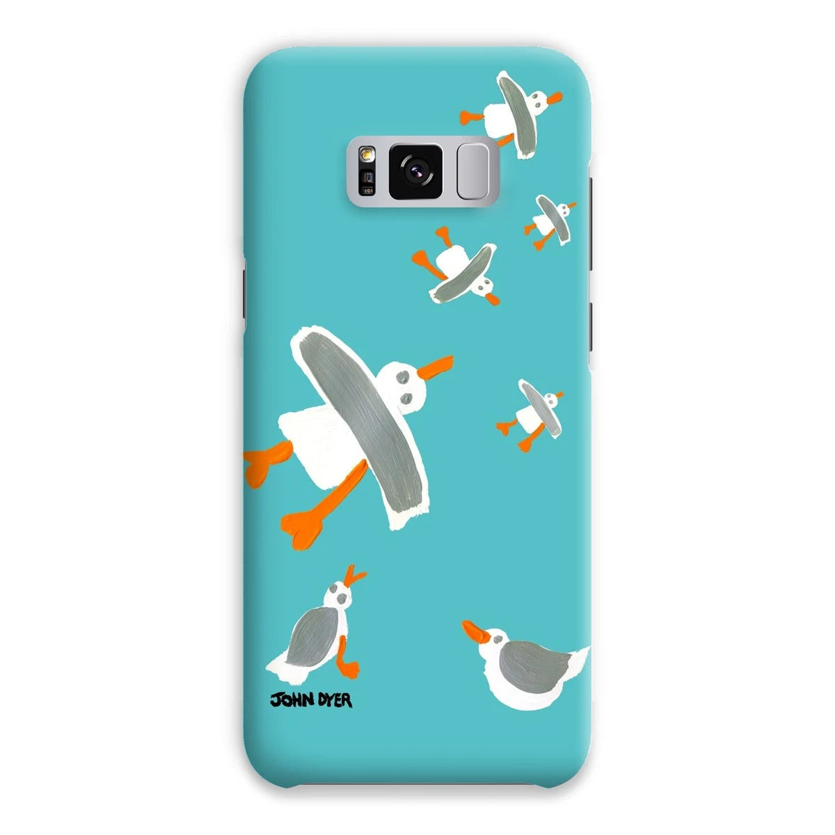 Snap Art Phone Case. Cornish Seagulls - Teal Colour. Artist John Dyer. Cornwall Art Gallery John Dyer