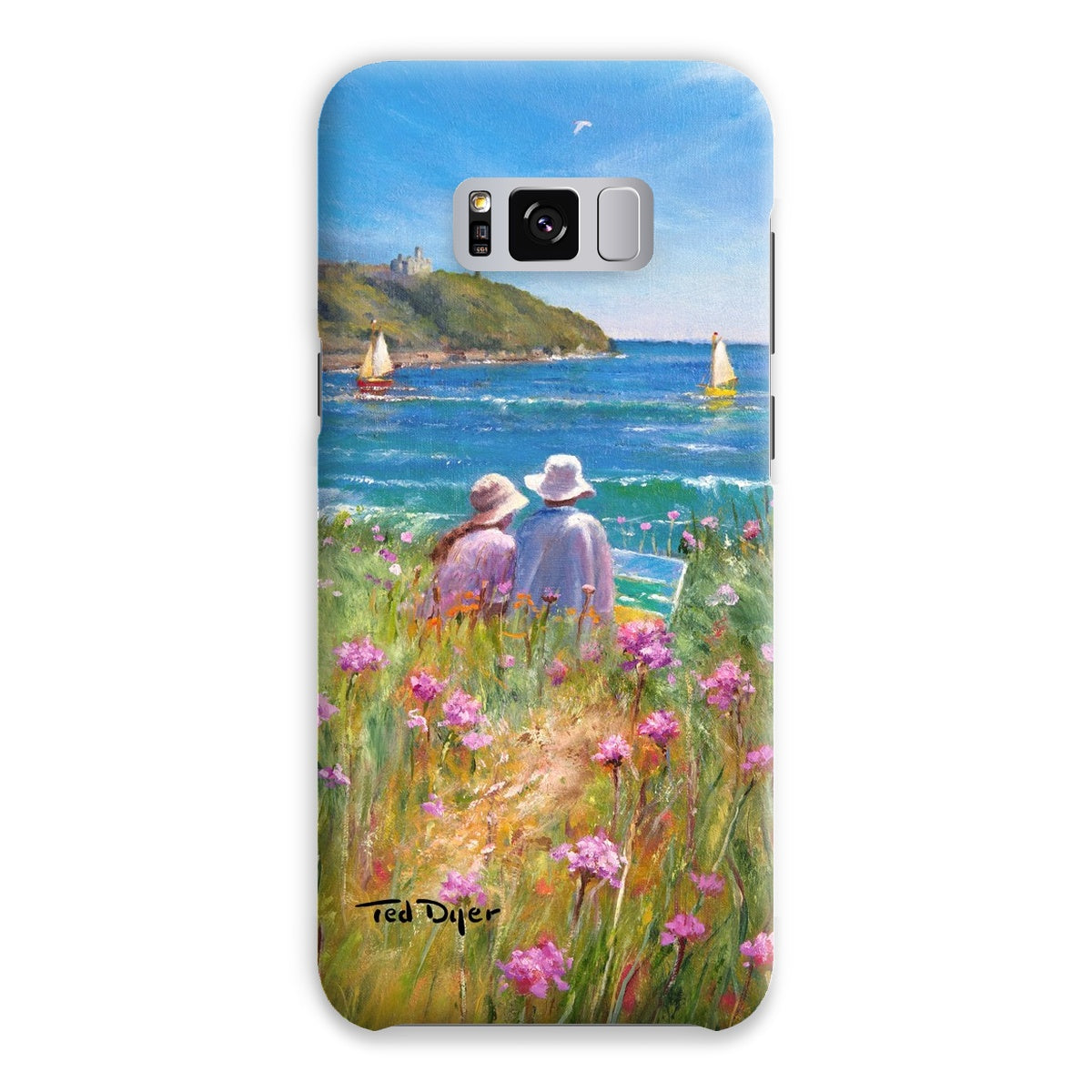 Snap Art Phone Case. Sea Pinks and Painters, Falmouth. Artist Ted Dyer. Cornwall Art Gallery