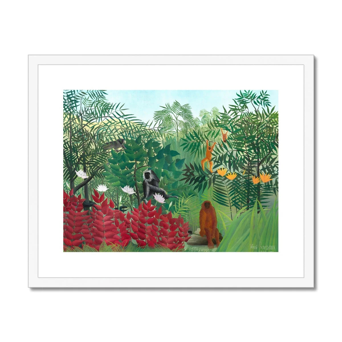 Henri Rousseau Framed Open Edition Art Print. 'Tropical Forest with Monkeys'. Art Gallery Historic Art Henri Rousseau