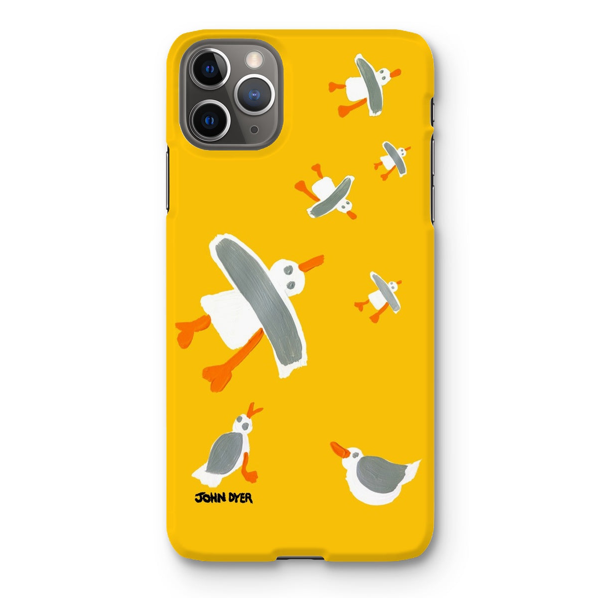 Snap Art Phone Case. Cornish Seagulls - Yellow Colour. Artist John Dyer. Cornwall Art Gallery