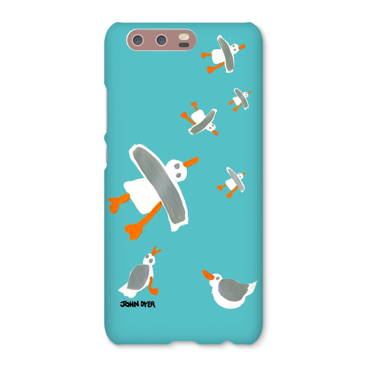 Snap Art Phone Case. Cornish Seagulls - Teal Colour. Artist John Dyer. Cornwall Art Gallery