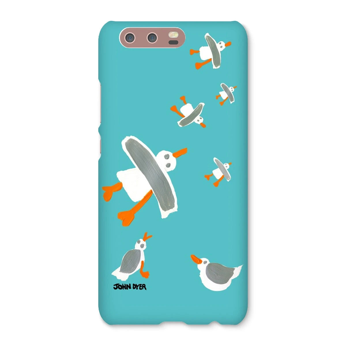 Snap Art Phone Case. Cornish Seagulls - Teal Colour. Artist John Dyer. Cornwall Art Gallery John Dyer